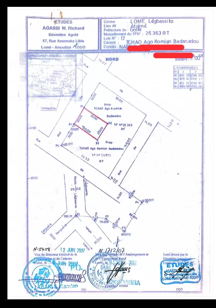 Je mets en vente une parcelle de terrain un lot à agoe legbassito carrefour kponse lome togo