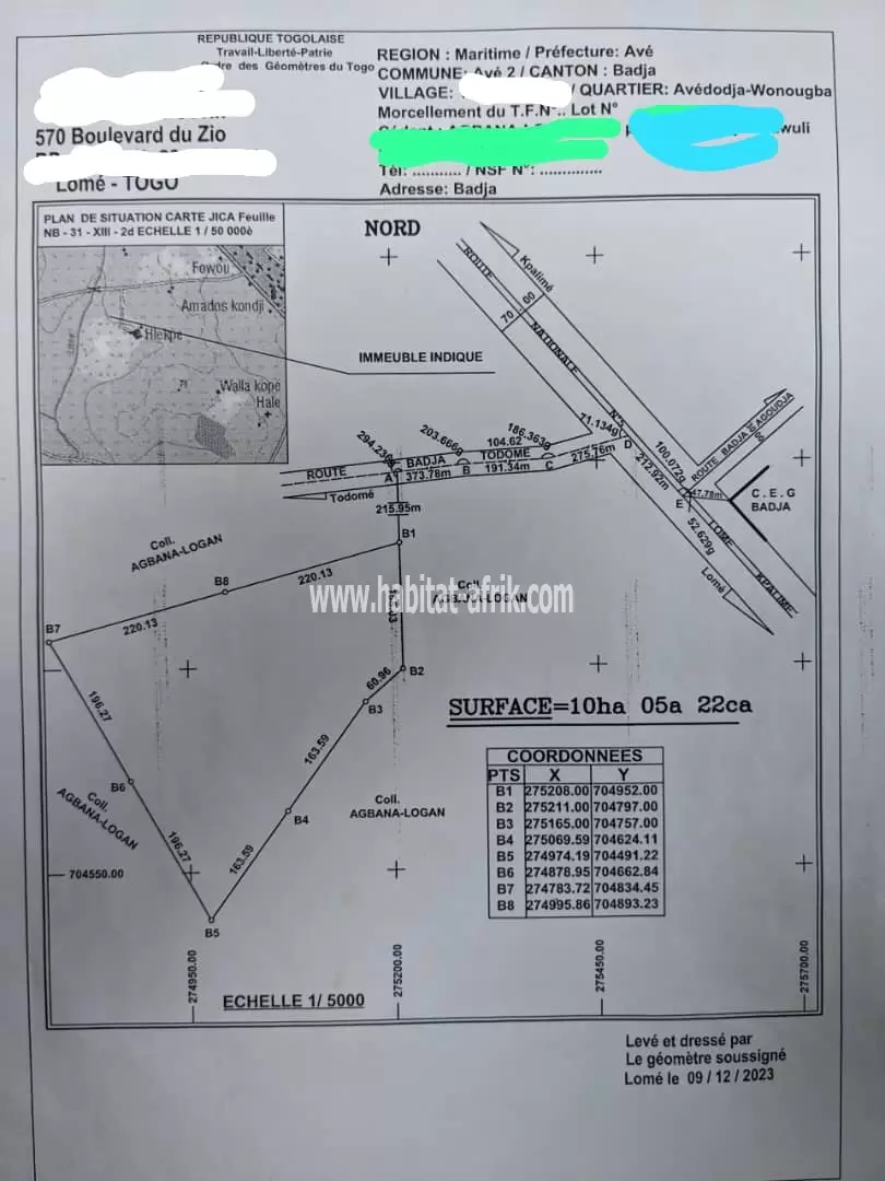 Je mets en vente un terrain agricole de 20 hectares à 3km du goudron badja togo