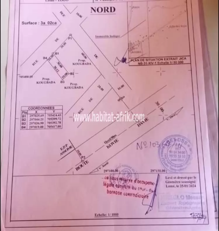 Je mets en vente une parcelle de terrain demi lot assome davie tsevie togo