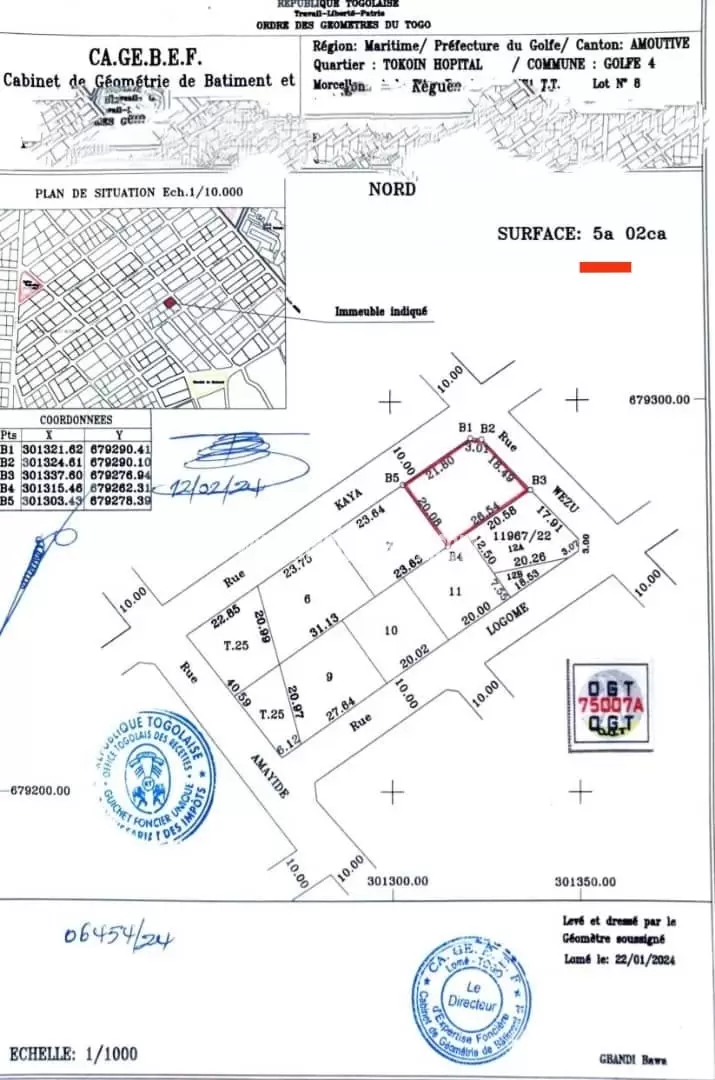 Je mets en vente une parcelle de terrain un (1) lot a Tokoin hôpital lome togo