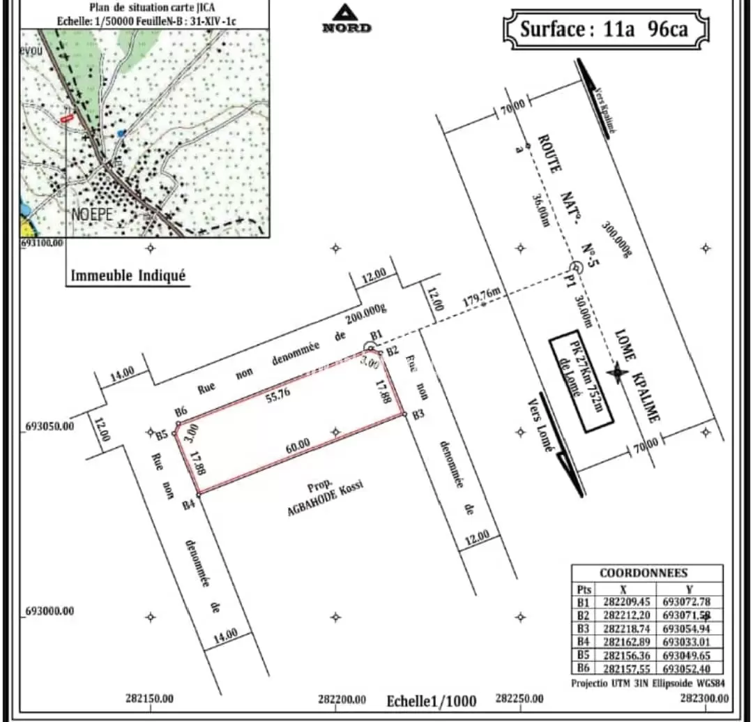 Je mets en vente une parcelle de terrain 1 lot en angle de rue à Noépé 150m du dispensaire avec avis favorable lome togo