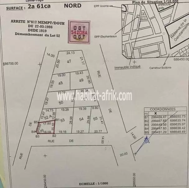 Je mets en vente une parcelle de terrain à ADIDOADIN elephanto lome togo 