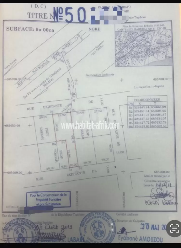 Je mets en vente une parcelle de terrain un lot derrière CEG GBODJOMÉ 200m du goudron national Lome aneho