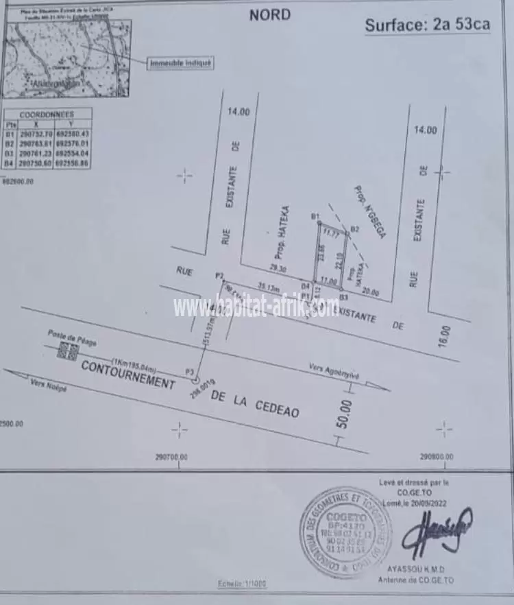 Je mets en vente une parcelle de terrain demi lot clôturé avec titre foncier personnel à DANGBESSITO juste 300m du goudron après le carrefour de kpala 2è station d’essence SOMAYAF lome togo