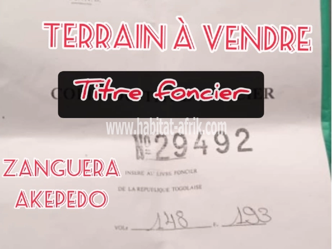 Terrain à vendre 3 lots collés avec titre foncier* à zanguera akepedo Lomé-Togo 