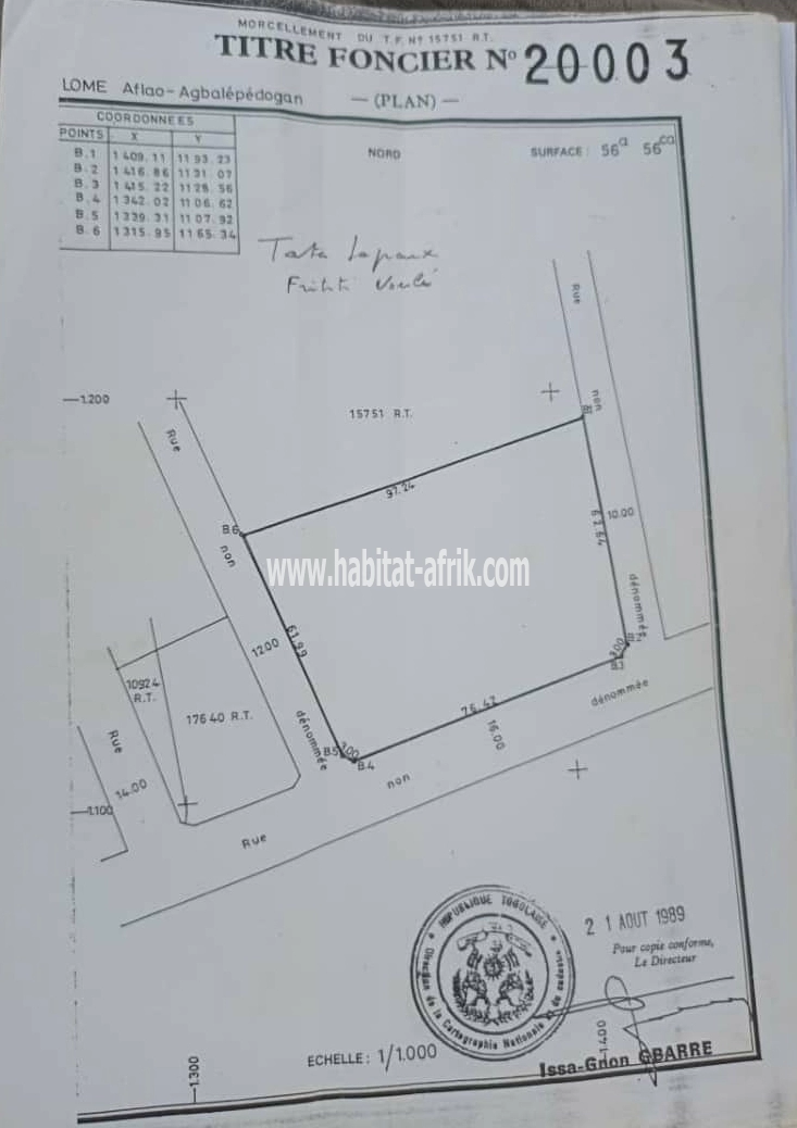 Terrain à vendre 09 lot collé à djidjolé à 100 mètres du Pavés ADEBAYOR Lomé-Togo 