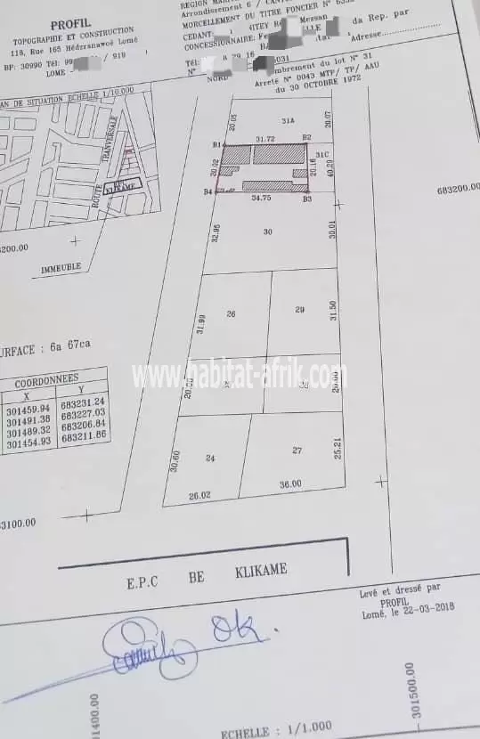 Je mets en vente un terrain de 667 mètres carrés dans le quartier bè Klikame juste derrière la pharmacie st joseph lome togo