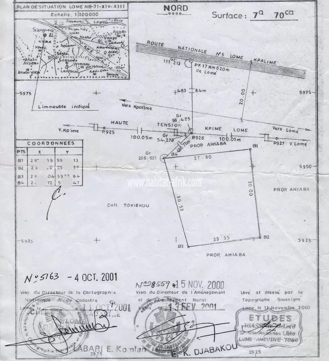 JE METS EN VENTE UNE PARCELLE DE TERRAIN À ZANGUERA 1,2km DU GOUDRON UCAO LOME TOGO