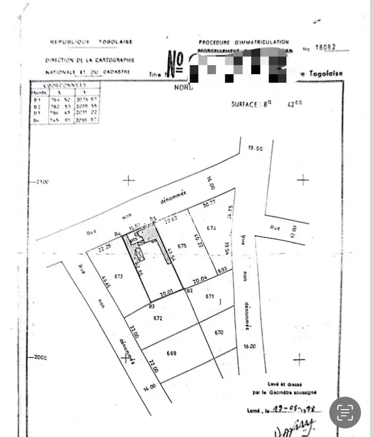 JE METS EN VENTE UNE PARCELLE DE TRAVAIL UN (1) LOT A BÈ KPOTA DANS LE VON DE NETADI