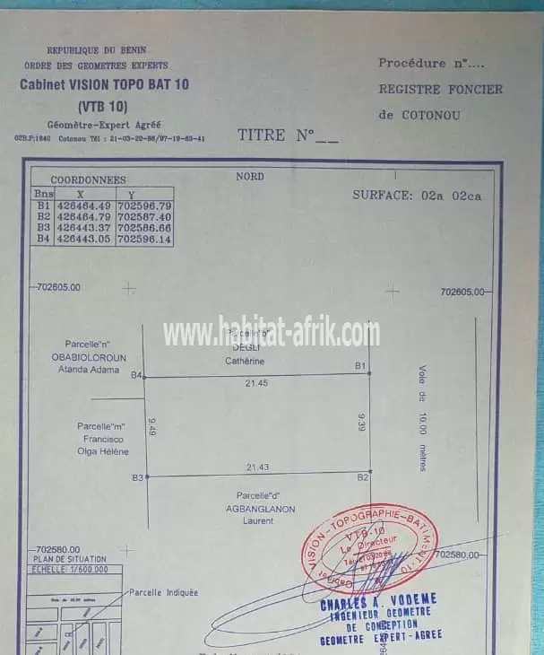 PARCELLE A VENDRE A FIDJROSSÈ