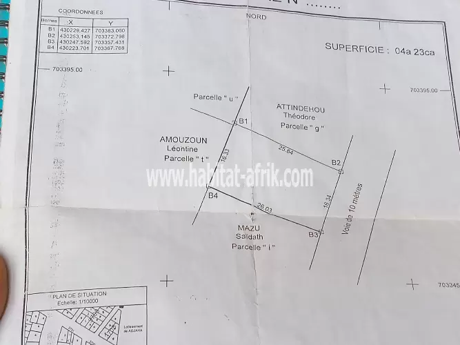 Parcelle à vendre à Cotonou Agla premier pont