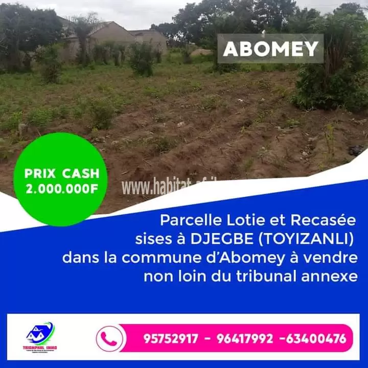 Parcelles avec TF dans ABOMEY à vendre.