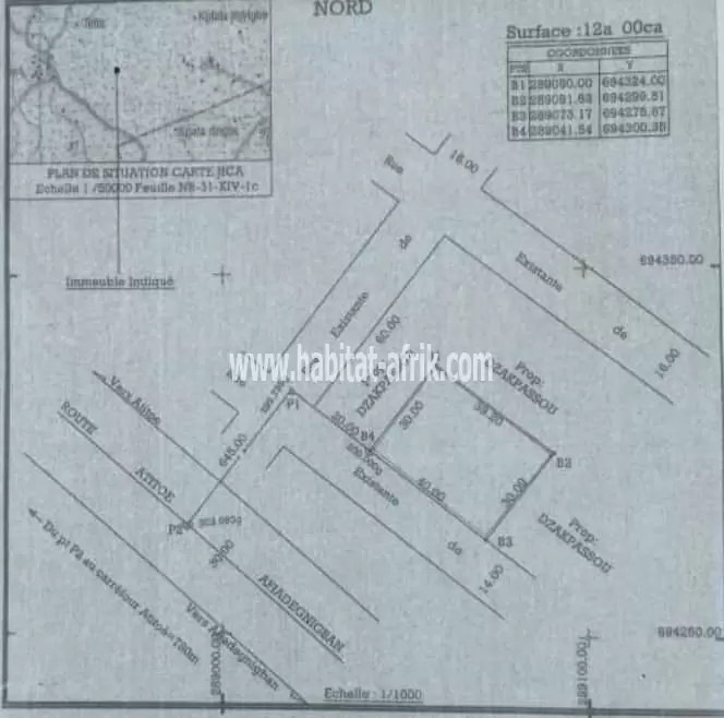 Un terrain de un(01) lot bien positionné à vendre à Kpala (Lomé-Togo)