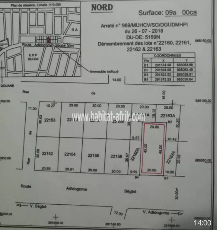 1,5 lots clôturés à vendre au bord du goudron à Ségbé(Lomé-Togo) 