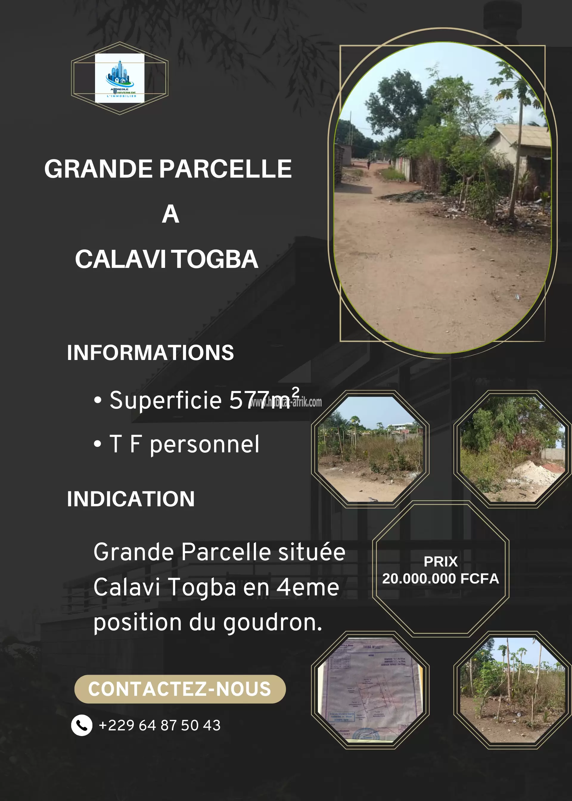 Grande parcelle à Calavi Togba 